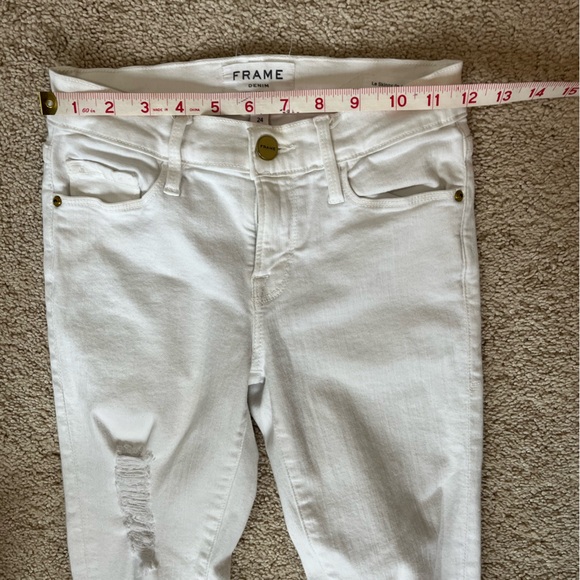 Frame Denim Women’s White Distressed Skinny Jeans Size 24 - Picture 4 of 11